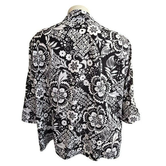 Black & White Floral Print Button-Up Blouse Womens Plus Size 3X 26/28 JJ4039 - Picture 5 of 5
